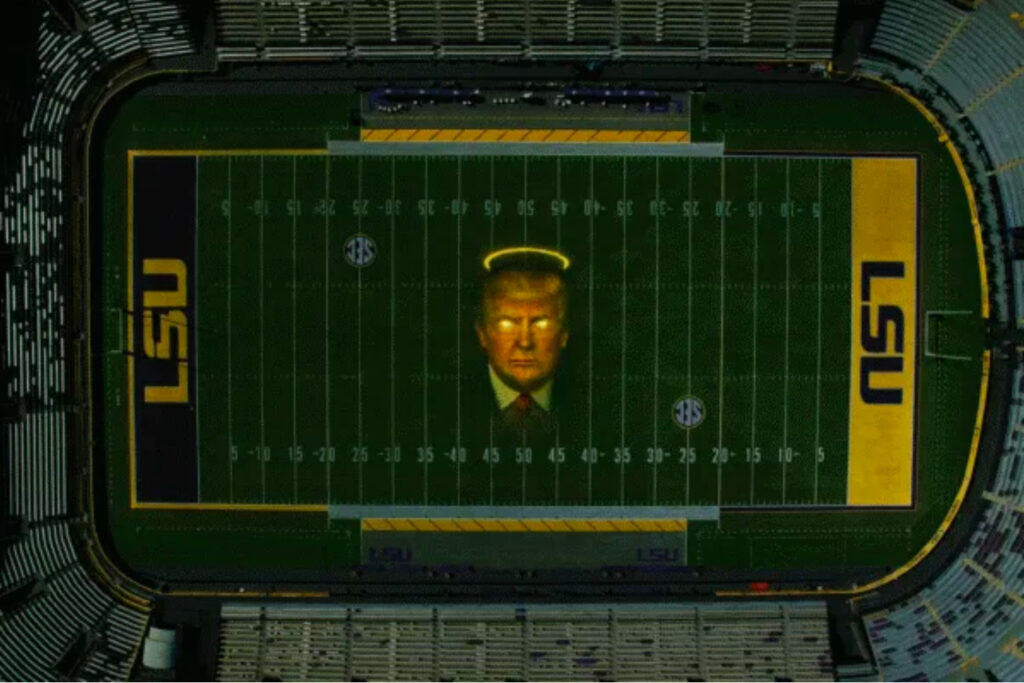 Trump Agrees to Pick LSU Football Coach If Landry Promises to Replace the Tiger Eye With his Portrait at Midfield