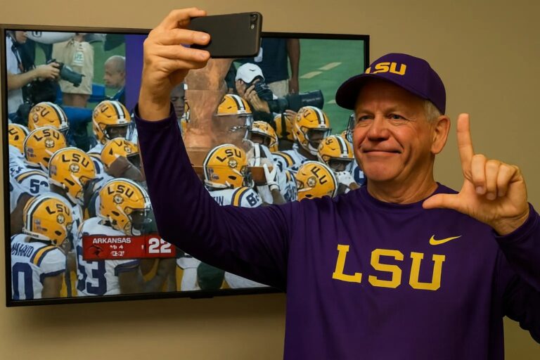 Kelly Takes Credit for LSU’s Win Over Arkansas Saturday, Insists He Still Isn’t Fired “As Far as He Knows.”