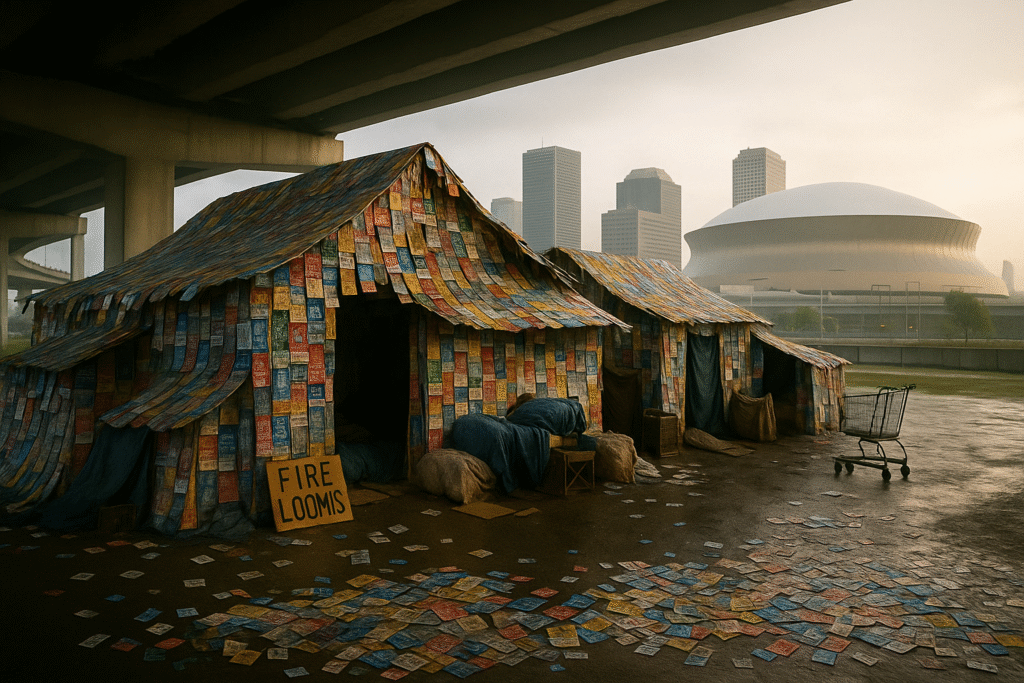New Orleans Homeless Man Saves Money by Building Entire Shelter Out of Saints & Pelicans Tickets