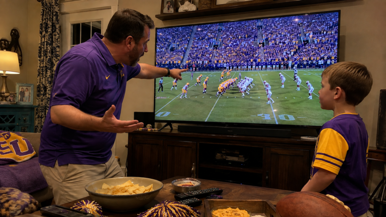 LSU Fan Introduces Seven-Year-Old Son To Sacred Family Tradition Of Complaining About Offensive Coordinator