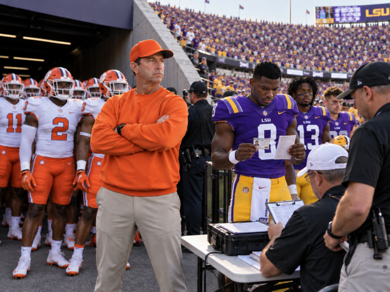Dabo Swinney Refuses To Let Team Take Field Until LSU Players Provide Two Forms Of ID